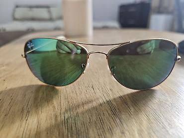 золотистые: Солнцезащитные очки очки, Ray-Ban, Унисекс, Авиатор, Регулируемые носоупоры, Б/у — 3