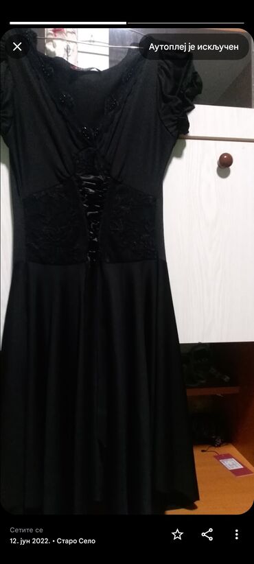 mokra likra haljina: 9Fashion Woman XL (EU 42), bоја - Crna, Večernji, maturski, Kratkih rukava