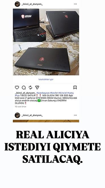 ноутбук с 1660 ti: REAL ALICIYA ISTEDIYI QIYMETE SATILACAQ TELESIN❗️❗️❗️ — 1