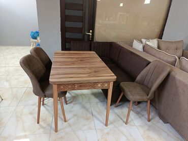 Masa və oturacaq dəstləri: Qonaq otağı üçün, Yeni, Açılan, Dördbucaq masa, 4 stul — 33