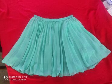 kozna mini suknja: S (EU 36), Midi, color - Turquoise