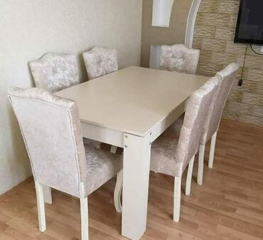 masa desti: Для кухни, Для гостиной, Новый, Прямоугольный стол, 6 стульев, Азербайджан