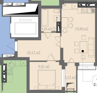 Продажа домов: 1 комната, 48 м², Элитка, 10 этаж, ПСО (под самоотделку)