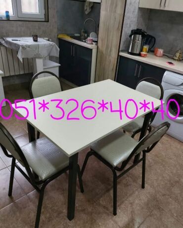 Masa və oturacaq dəstləri: Qonaq otağı üçün, Yeni, Açılan, Dördbucaq masa, 4 stul — 11