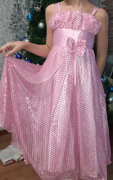 платье свободного кроя: Детское платье, цвет - Розовый, Б/у
