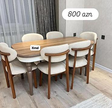Yemək otağı üçün stol-stul dəsti - Komplekt: 1 ədəd oval formalı