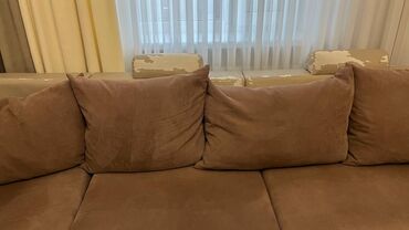двухъярусная кровать с диваном: Угловой диван, цвет - Коричневый, Б/у