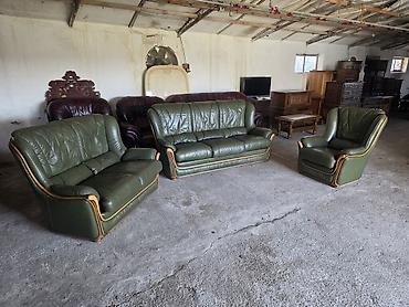 Stilske garniture: Komplet kožne garniture za dnevnu sobu – 1 - Sastav: trosed, dvosed i — 3