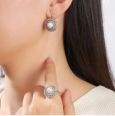 Наборы украшений: Ювелирные наборы с жемчугом и фианитами Вариант 1 (круглый дизайн с — 2