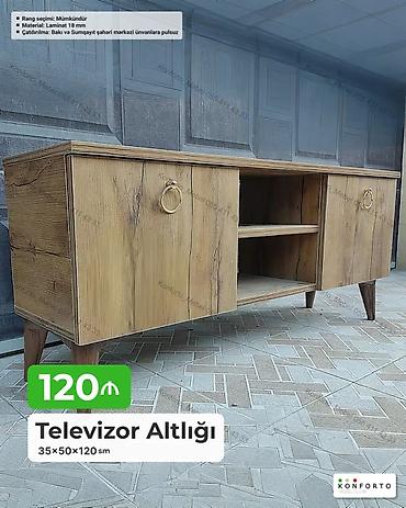 Televizor altlığı – taxta teksturalı, zərif dizayn Ölçü: 35 × 50 ×
