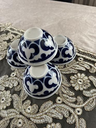 piyalə: Çay dəsti, rəng - Göy, Keramika, 4 nəfərlik — 1
