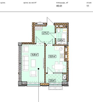 Недвижимость: 1 комната, 40 м², Элитка, 11 этаж, ПСО (под самоотделку) — 3