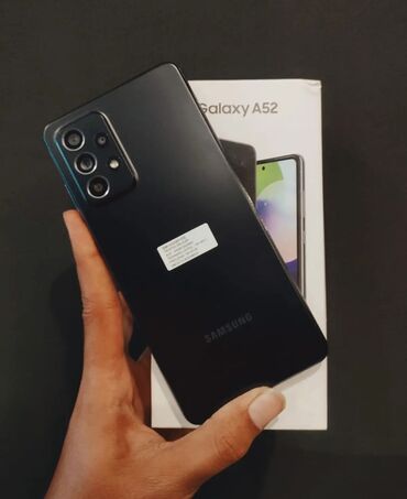 спутниковые телефоны: Samsung Galaxy A52, Б/у, 256 ГБ, цвет - Черный, 1 SIM, 2 SIM