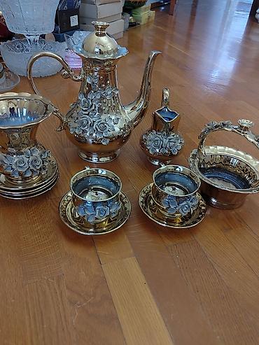 Qab-qacaq və mətbəx ləvazimatları: Çay dəsti, rəng - Qızılı, Keramika — 5