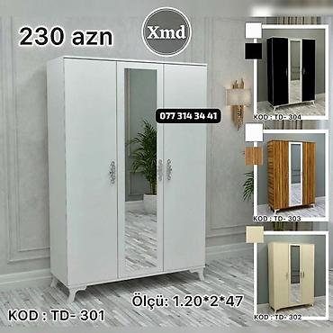Üç qapılı paltar dolabı – güzgülü model - Model kodu: TD-301 (şəkildə