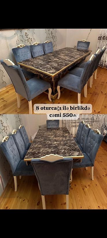 Для гостиной, Б/у, Прямоугольный стол, 8 стульев at lalafo.az Для гостиной, Б/у, Прямоугольный стол, 8 стульев