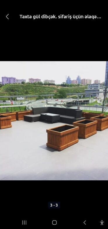 Bitkilər üçün dibçəklər: Dibçək Ağacdan hazırlanmış dekorativ uzun formalı çiçək yeşikləri - — 10