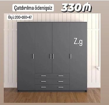 stil mebel: Məhsul: Dörd qapılı paltar dolabı, alt hissədə 4 siyirmə ilə. Ölçü — 1