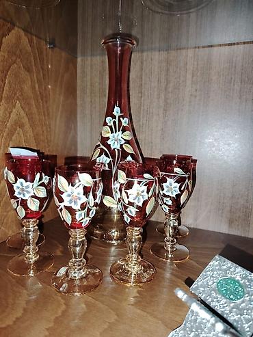 Digər dəstlər və servizlər: Bohem üslublu şüşə/büllur dəst - 3 ədəd kəsimli, ağır büllur — 8