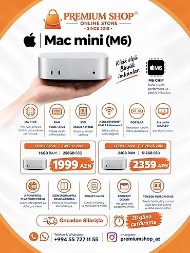 qulaq: Apple Mac mini (M6) - CPU 12‑core / GPU 12‑core, 16 GB RAM, 256 GB — 1