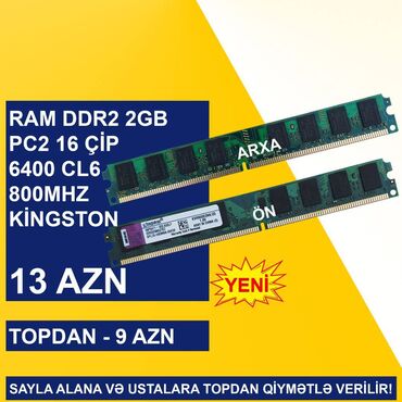Operativ yaddaş (RAM): Kompüter üçün Ramlar (DDR2/DDR3/DDR4) SAYLA ALANA VƏ USTALARA TOPDAN — 7