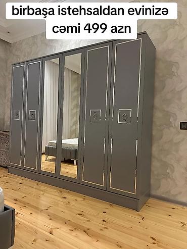 Yeni, 6 qapı, Güzgülü, Boz, Açılan, Düz dolab