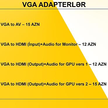 kompüter barter: VGA Adapterlər/Konverterlər (Çeviricilər) ⭐VGA to AV – 15 AZN ⭐VGA to — 2