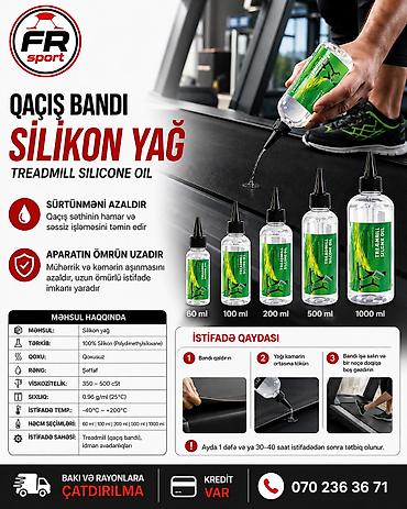 Digər idman və istirahət malları: 💥 qaçış aparatı üçün yağ,selikon yağ 💰 12 AZN-dən başlayaraq ✅ — 1