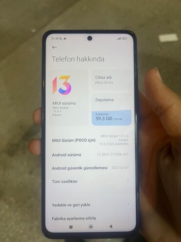 Poco: Poco X3 Pro, 128 GB, rəng - Mavi, Face ID, Barmaq izi
