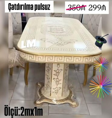 Qonaq masası, Yeni, Açılmayan, MDF, Oval masa