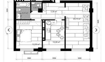 снять квартиру без риэлтора: 2 комнаты, 53 м², Элитка, 7 этаж, Дизайнерский ремонт