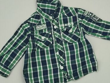koszula w kratę zielona: Bluzka, 6-9 m, stan - Dobry