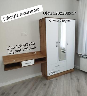 ikiqat yataq: Sifarişlə hazırlanan dəst: paltar dolabı və asma konsol rəf. - Paltar — 1
