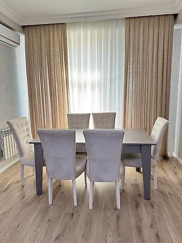 Qonaq otağı üçün, İşlənmiş, Açılan, Dördbucaq masa, 6 stul