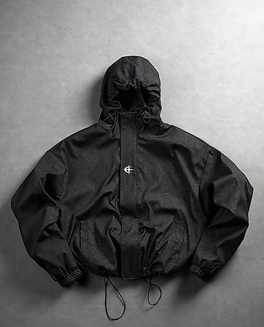 pull and: Черная легкая куртка-ветровка с капюшоном и утяжками - Материал — 1