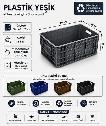 Digər mağaza avadanlığı: Plastik yeşik(tara,sebet,yesik,qutu) istehsalı. ölçülər 60/40/10sm -da lalafo.az — 14 Digər mağaza avadanlığı: Plastik yeşik(tara,sebet,yesik,qutu) istehsalı. ölçülər 60/40/10sm — 14