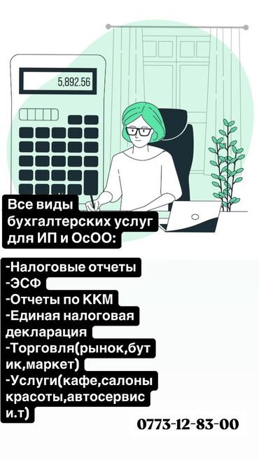 осоо продажа: Бухгалтердик кызматтар | Салыктык отчеттуулукту берүү, Бухгалтердик эсепти жүргүзүү