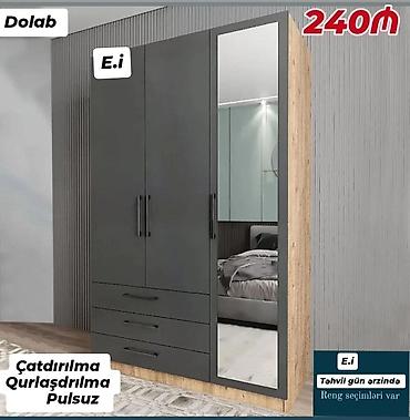 şkaf mebel: 1.Mebel dolabı – 3 qapılı, güzgülü model - Üst hissədə iki qapılı asma — 1