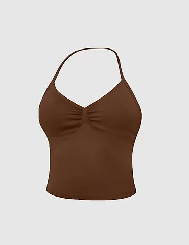 push up geyim: Qadınlar üçün 3 hissəli idman dəsti – qəhvəyi rəng - Tərkib: elastik — 4