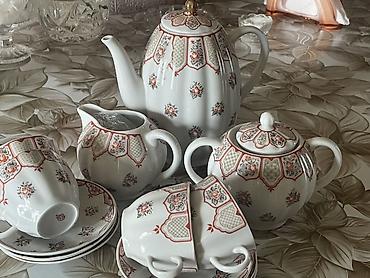 zire bitkisi: Çay dəsti, rəng - Ağ, Farfor, 4 nəfərlik — 1