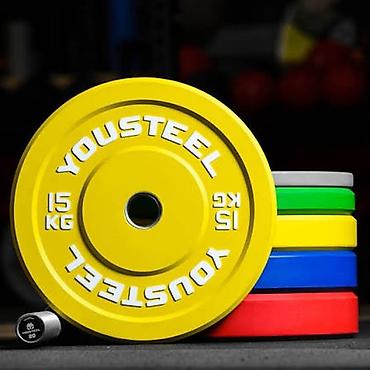 кросо: Диски для штанги YOUSTEEL (цветные, олимпийский стандарт) 300сом за — 3