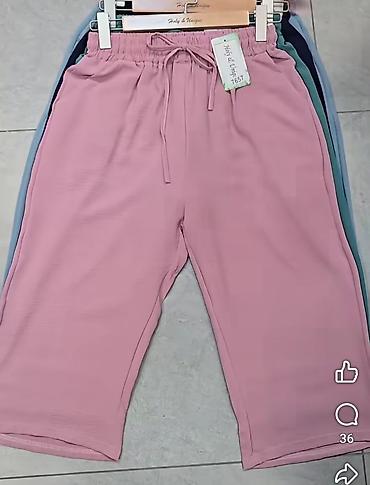5xl: Pantalone siroke kapri sa elastičnim pojasom i učkurom. - Boje: bež — 1