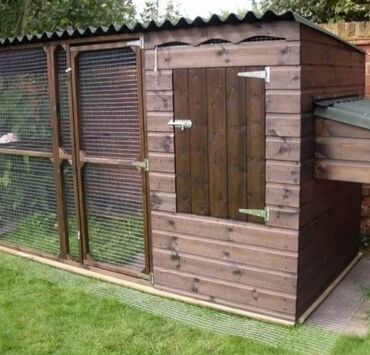 Yuvalar: Açıq havada istifadə üçün taxta toyuq damları və voliər komplektləri — 7