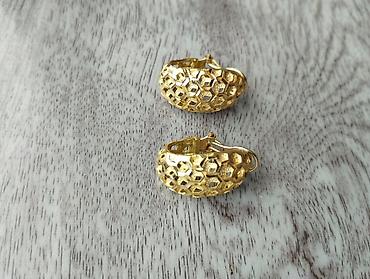 Sırğalar: Qızılı rəngli qadın sırğası – bal pətəyi naxışlı - Material: qızılı — 7