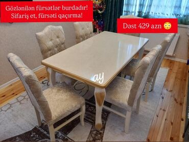 стол трансформер купить в баку: E aybnz📣 *Masa Dəsti* ✅ Masa ölçüsü: 90×160 ×2 ✅ 6oturacaq ✅ Rəng