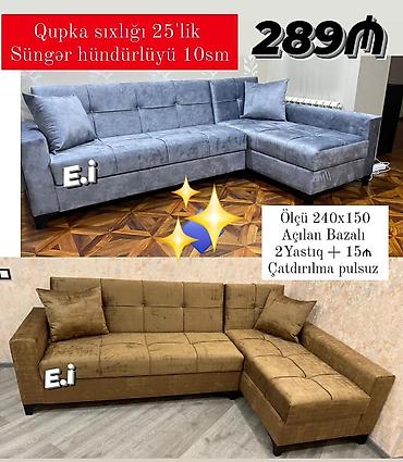 Divanlar: Künc divan - Ölçü: 240 x 150 sm - Açılan, bazalı model - 2 ədəd — 1