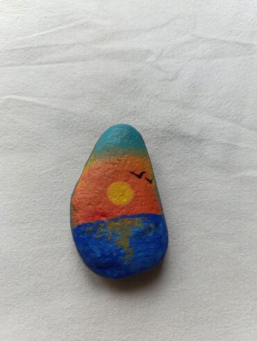 Камень разрисованный 😍🌇закат🌇😍 💋ручная работа💋 размер 5,5 см 🌸также