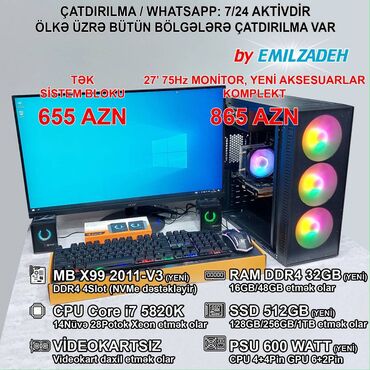 Masaüstü kompüterlər və iş stansiyaları: Masaüstü Kompüter "DDR4 SMini ATX 340-14 X99/Core i7 5820K/32GB