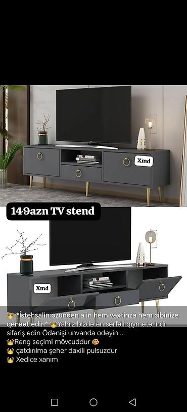 klassik tv stend: Yeni, Düz TV altlığı, Polkalı, Laminat, Azərbaycan — 1