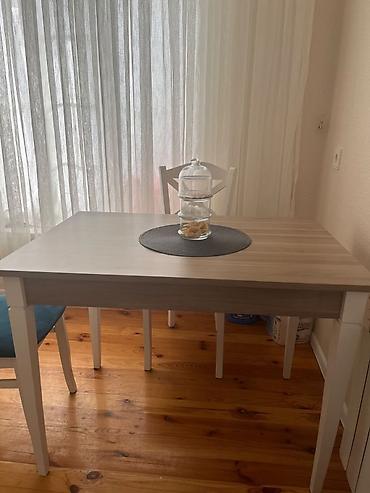 kontakt home metbex stolu: Mətbəx otağı üçün yemək masası - Masa: düzbucaqlı forma, ağ ayaqlar — 3